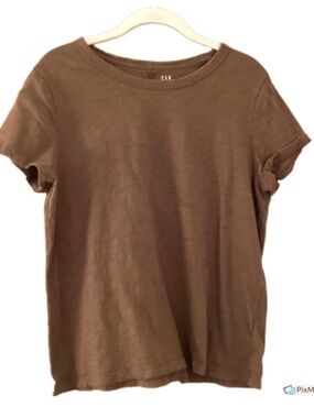 Gap Foreversoft Brown Cotton Slub Womens T Shirt, XL